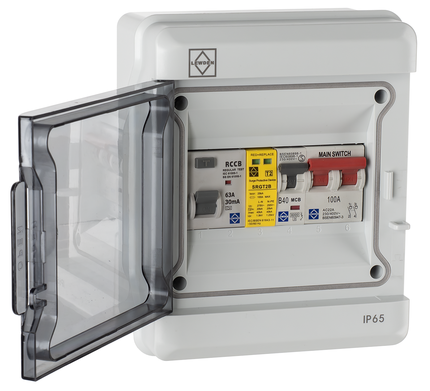 IP65 Polycarbonate EV Consumer Unit Lewden