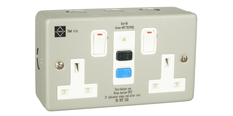 13A RCD Protected Socket Outlet - Metal Clad
